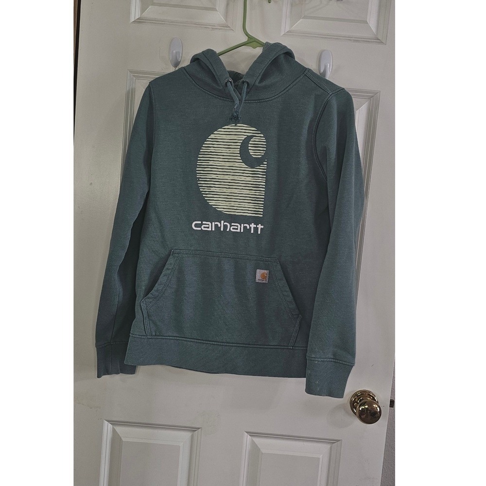Carhartt Rain‎ Defender Relaxed Fit Hoodie Teal Green Graphic Logo Mens Medium